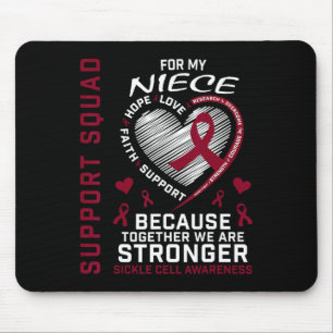 Burgundy Sickle Cell Awareness Items Niece Support Mouse Mat