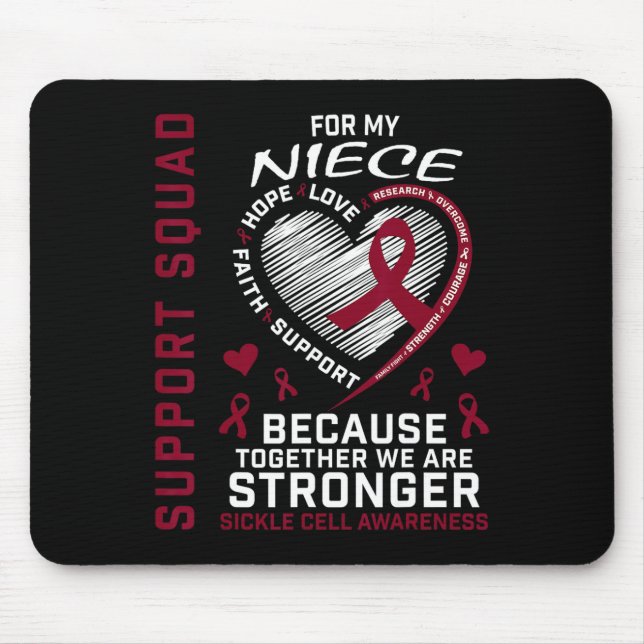 Burgundy Sickle Cell Awareness Items Niece Support Mouse Mat (Front)