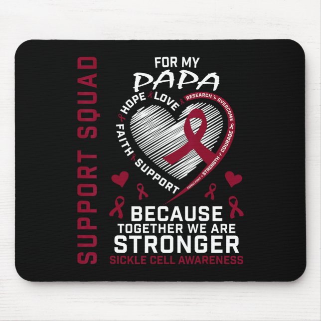 Burgundy Sickle Cell Awareness Items Papa Support  Mouse Mat (Front)