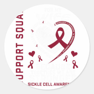 Burgundy Sickle Cell Awareness Items Wife Support Classic Round Sticker
