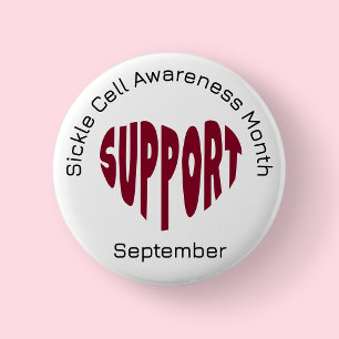 Burgundy Sickle Cell Awareness Month 6 Cm Round Badge