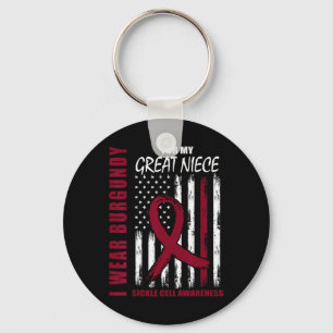 Burgundy Sickle Cell Awareness Shirt Great Niece U Key Ring