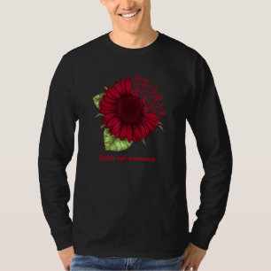 Burgundy Sickle Cell Awareness Sunflower Warrior T-Shirt