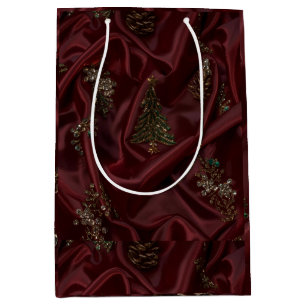 Burgundy Silk-Look Diamond  Medium Gift Bag