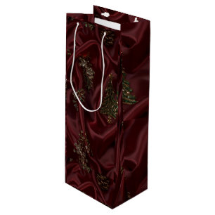 Burgundy Silk-Look Diamond  Wine Gift Bag