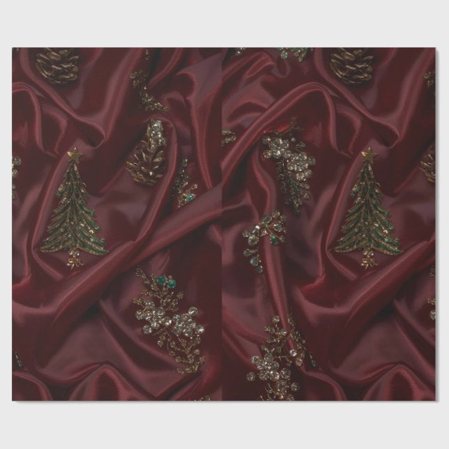 Burgundy Silk-Look Diamond  Wrapping Paper (Flat)