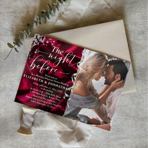 Burgundy Silk The Night Before Rehearsal Dinner Invitation