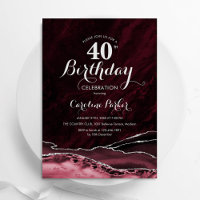 Burgundy Silver Agate 40th Birthday
