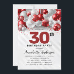 Burgundy Silver Balloon Glitter Any Age Birthday Invitation<br><div class="desc">Modern Glam Burgundy Red Silver Balloon Glitter Sparkle Any Age Birthday Invitation</div>