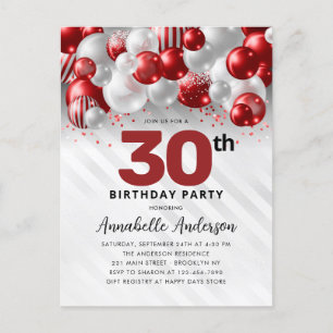 Burgundy Silver Balloon Glitter Any Age Birthday  Postcard