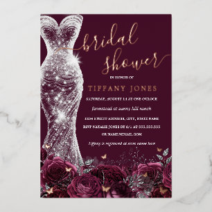 Burgundy Silver Dress Rose Gold Bridal Shower