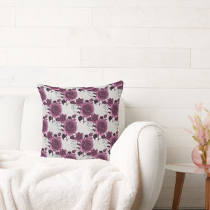 Burgundy Silver Floral Cushion