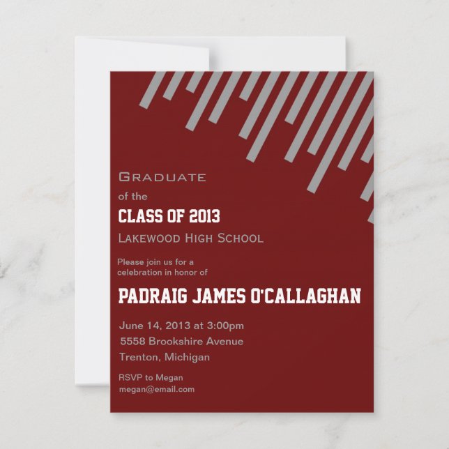 Burgundy & Silver Graduation Invitation (Front)