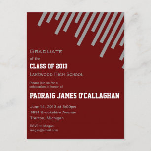 Burgundy & Silver Graduation Invitation