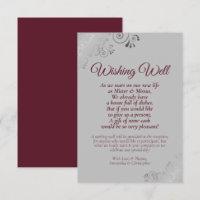 Burgundy & Silver Grey Wedding Wishing Well Poem