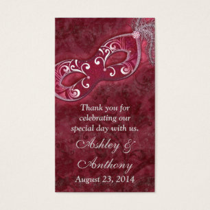 Burgundy Silver Masquerade Wedding Favour Tags