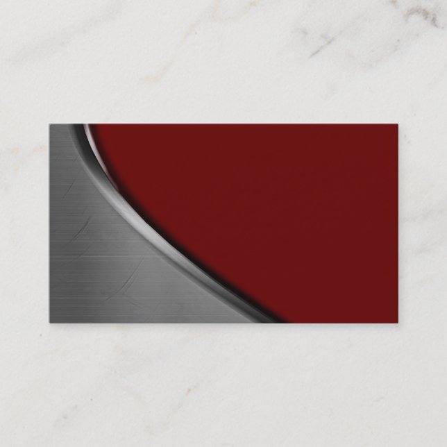Burgundy Silver Metal Curve Business Cards (Front)