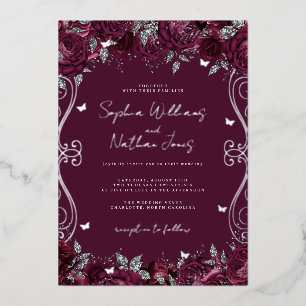 Burgundy Silver Swirl Scroll Wedding