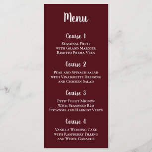 Burgundy Simple Calligraphy Modern Wedding Menu