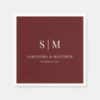Burgundy Simple Elegant Couple Initials Wedding