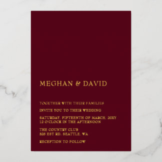 Burgundy Simple Elegant Modern Wedding