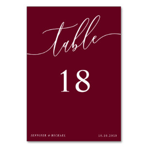 Burgundy Simple Signature Table Number
