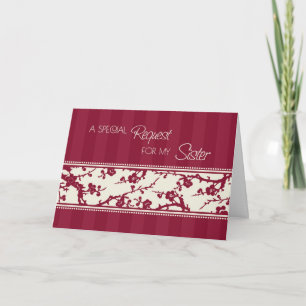 Burgundy Sister Maid of Honor Invitation Card