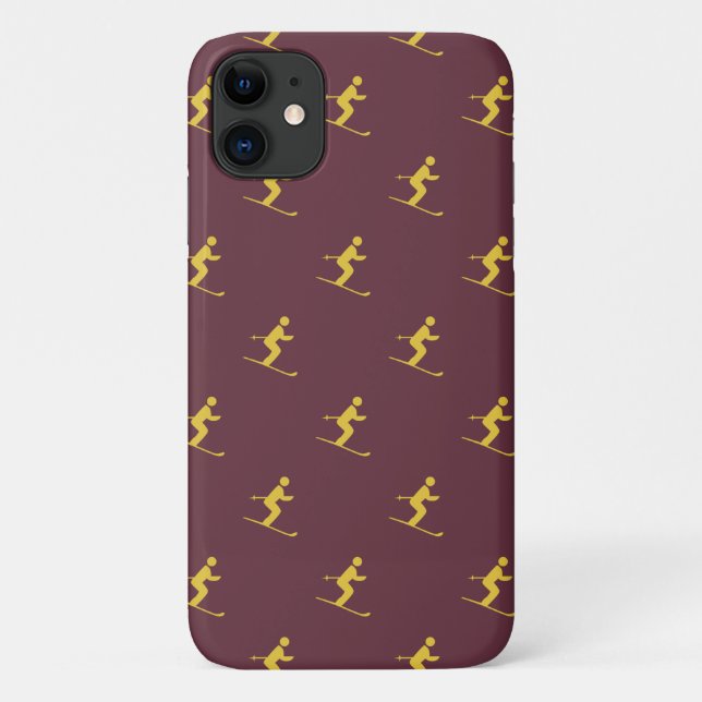 Burgundy Skier Case-Mate iPhone Case (Back)