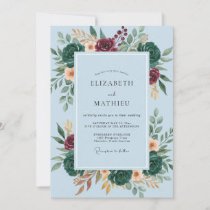Burgundy Sky Painted Wedding Invitation