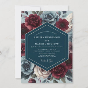 Burgundy Slate Gloaming Wedding Invitation