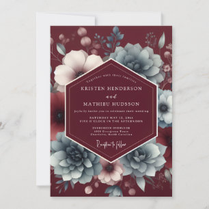 Burgundy Slate Moody Wedding Invitation