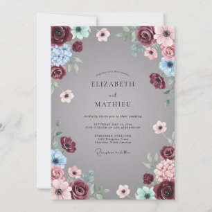 Burgundy Slate Painted Wedding Invitation