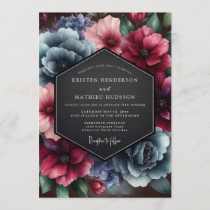 Burgundy Slate Renaissance Wedding Invitation