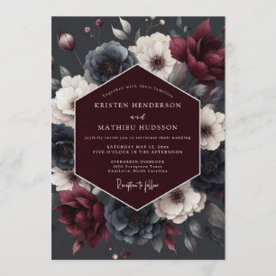 Burgundy Slate Vesper Bloom Wedding Invitation