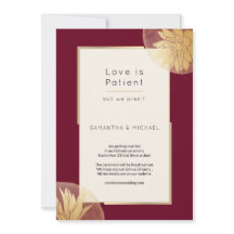 Burgundy Small Downsized Wedding Love is Patient