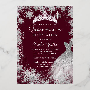 Burgundy Snowflake Winter Quinceanera