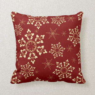 Burgundy snowflakes cushion