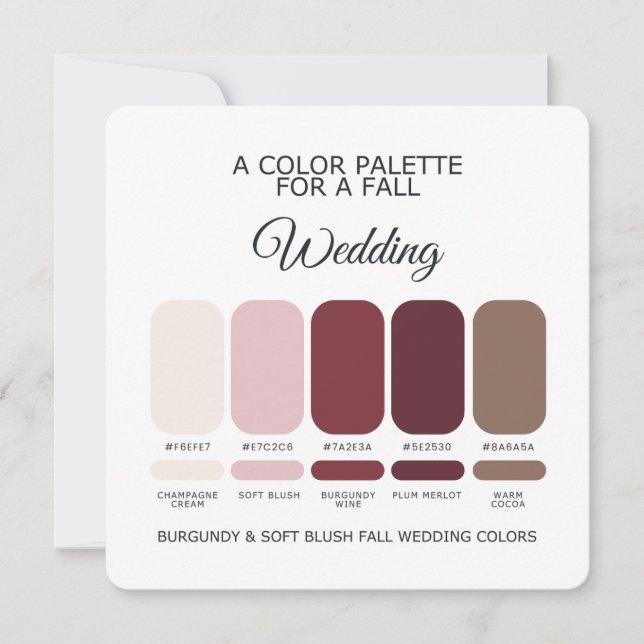 Burgundy Soft Blush Fall Wedding Palette 2026 Card (Front)