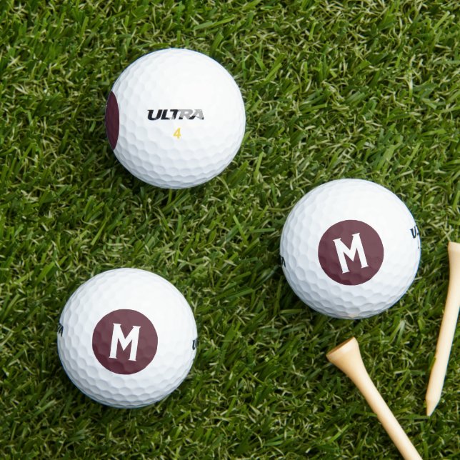 Burgundy Solid Colour Customise letter Golf Balls (Insitu Grass)