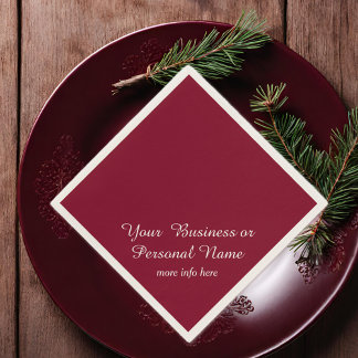Burgundy solid colour -personalised napkin