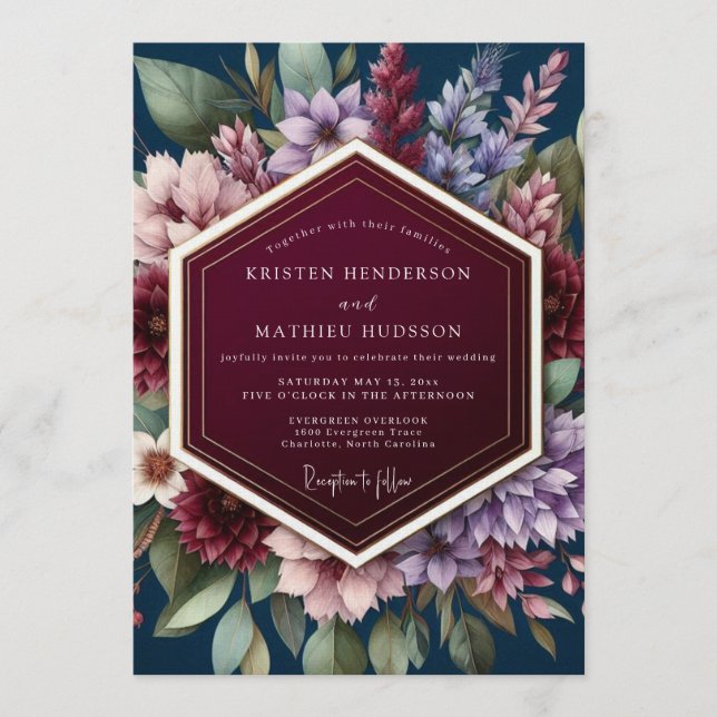 Burgundy Sophisticated Autumn Wedding Invitation (Front)