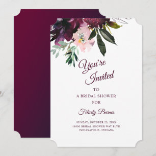 Burgundy Splendor Boho Floral Bridal Shower Invitation
