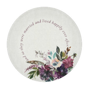 Burgundy Splendour Watercolor Floral Ivory Wedding Cutting Board