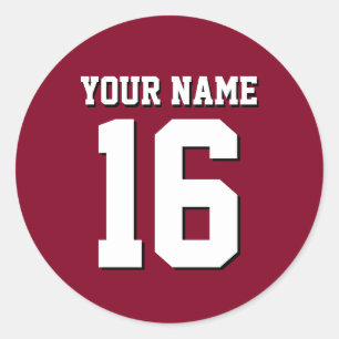 Burgundy Sporty Team Jersey Classic Round Sticker