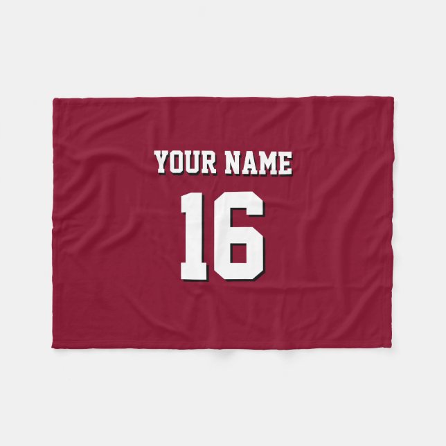 Burgundy Sporty Team Jersey Fleece Blanket (Front (Horizontal))