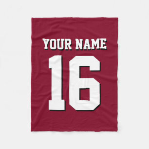 Burgundy Sporty Team Jersey Fleece Blanket