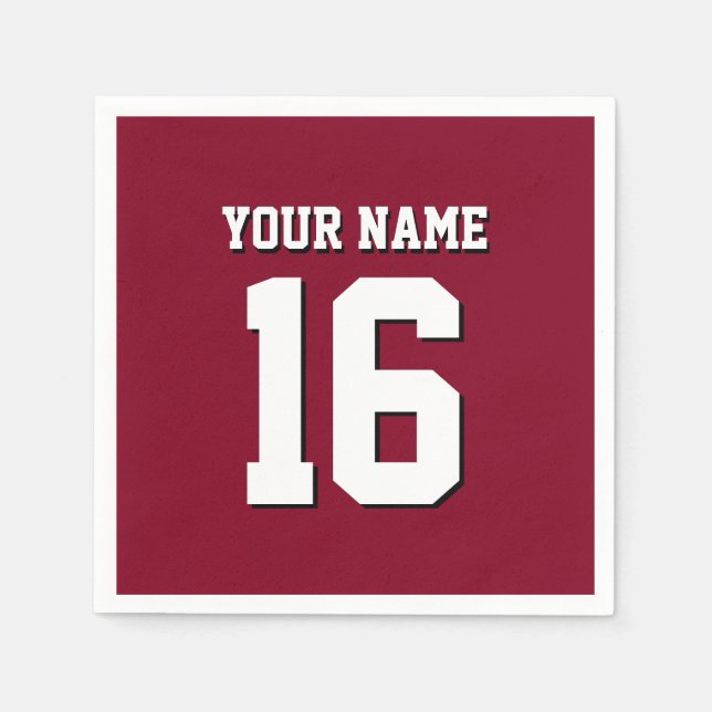 Burgundy Sporty Team Jersey Napkin (Front)