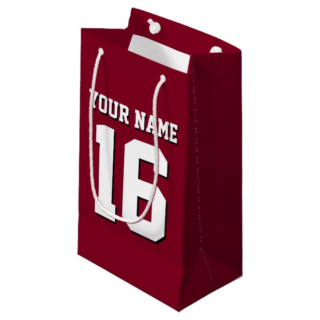 Burgundy Sporty Team Jersey Small Gift Bag (Front Angled)
