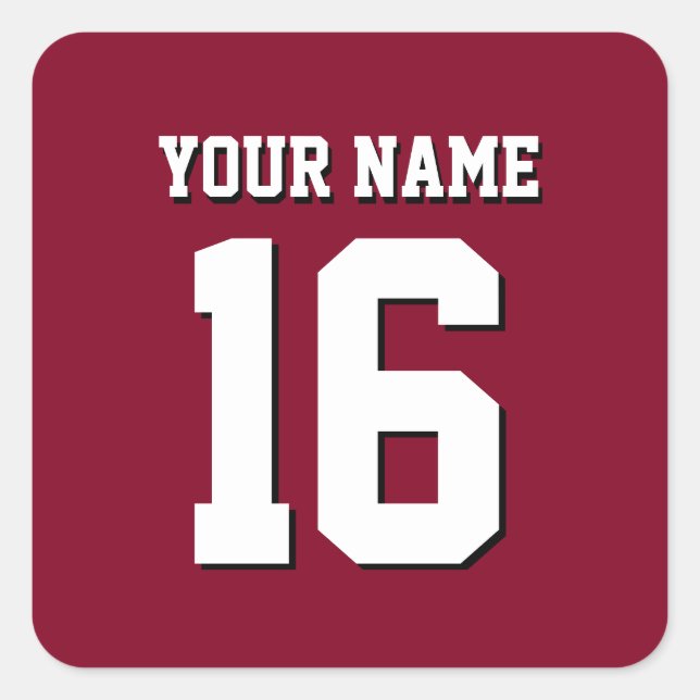 Burgundy Sporty Team Jersey Square Sticker (Front)