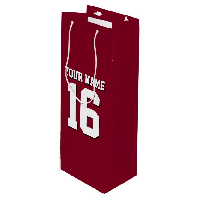 Burgundy Sporty Team Jersey Wine Gift Bag (Front Angled)